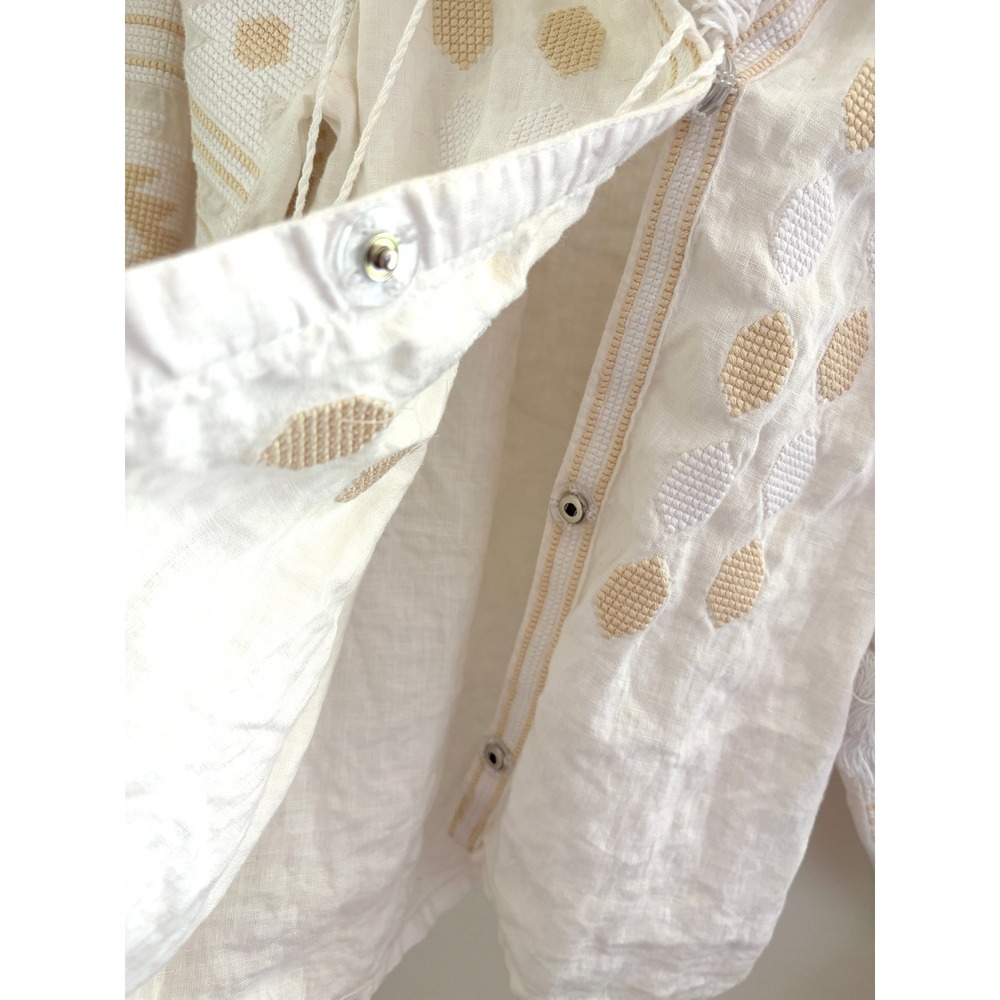 Ukrianian‎ Vintage Style Cream Linen Embroidered Top Large Boho Folk Blouse - Picture 9 of 10